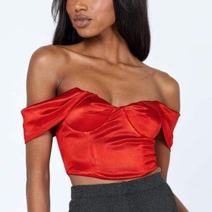 Princess Polly Aubrey Red Crop Bustier Top Size 8